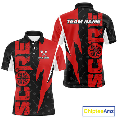 Red Score Dartboard Grunge Darts Shirt For Men - Custom Name & Team Jersey NYN0612