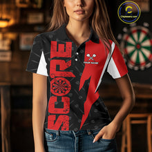 Load image into Gallery viewer, Red Score Dartboard Grunge Darts Shirt For Women - Custom Name &amp; Team Jersey NYN0612