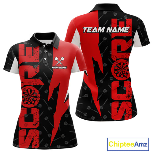 Red Score Dartboard Grunge Darts Shirt For Women - Custom Name & Team Jersey NYN0612