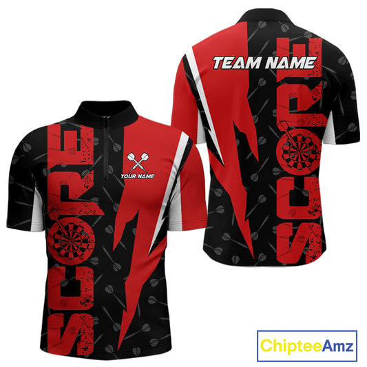 Red Score Dartboard Grunge Darts Shirt For Men - Custom Name & Team Jersey NYN0612