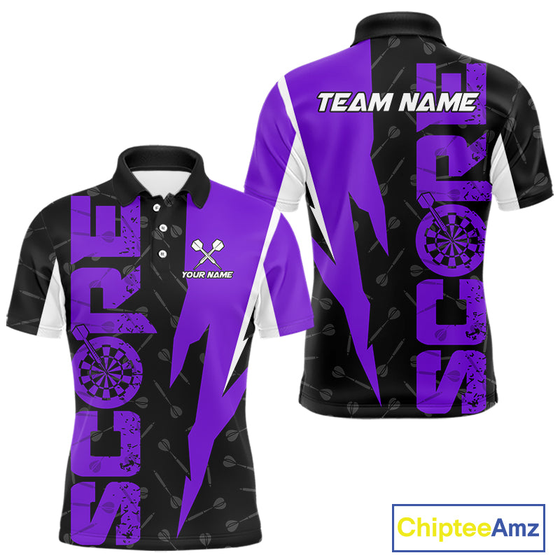 Purple Score Dartboard Grunge Darts Shirt For Men - Custom Name & Team Jersey NYN0613