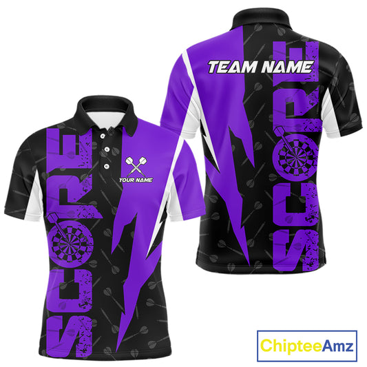 Purple Score Dartboard Grunge Darts Shirt For Men - Custom Name & Team Jersey NYN0613