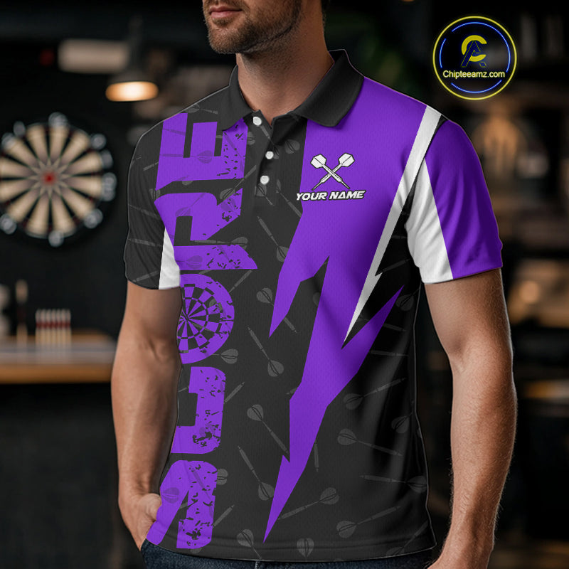 Purple Score Dartboard Grunge Darts Shirt For Men - Custom Name & Team Jersey NYN0613