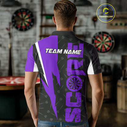 Purple Score Dartboard Grunge Darts Shirt For Men - Custom Name & Team Jersey NYN0613