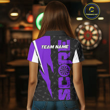 Load image into Gallery viewer, Purple Score Dartboard Grunge Darts Shirt For Women - Custom Name &amp; Team Jersey NYN0613