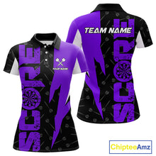 Load image into Gallery viewer, Purple Score Dartboard Grunge Darts Shirt For Women - Custom Name &amp; Team Jersey NYN0613