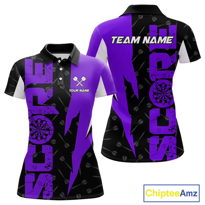 Purple Score Dartboard Grunge Darts Shirt For Women - Custom Name & Team Jersey NYN0613