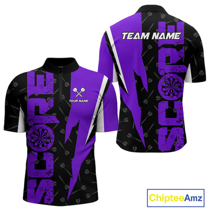Purple Score Dartboard Grunge Darts Shirt For Men - Custom Name & Team Jersey NYN0613