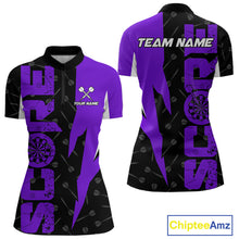 Load image into Gallery viewer, Purple Score Dartboard Grunge Darts Shirt For Women - Custom Name &amp; Team Jersey NYN0613