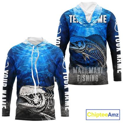 Personalized Skeleton Mahi Mahi Fishing Tournament Shirt Custom Name Fishing Jersey Fisherman Gift NYN4713
