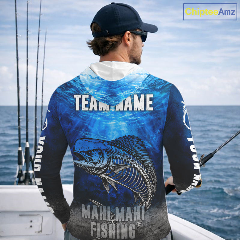 Personalized Skeleton Mahi Mahi Fishing Tournament Shirt Custom Name Fishing Jersey Fisherman Gift NYN4713