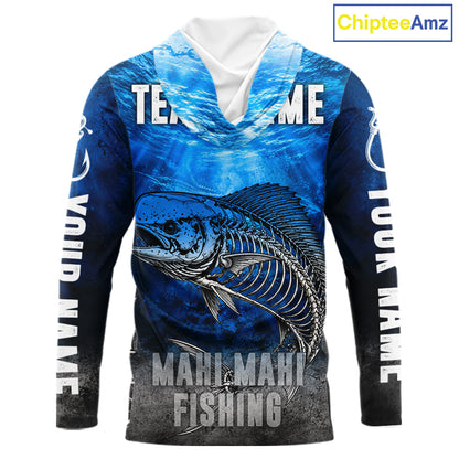 Personalized Skeleton Mahi Mahi Fishing Tournament Shirt Custom Name Fishing Jersey Fisherman Gift NYN4713