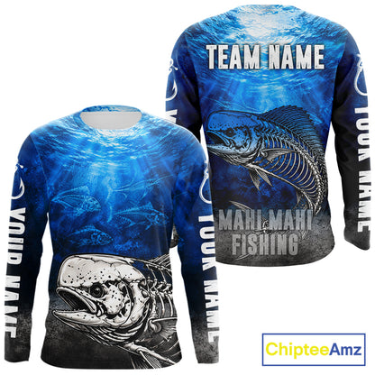 Personalized Skeleton Mahi Mahi Fishing Tournament Shirt Custom Name Fishing Jersey Fisherman Gift NYN4713