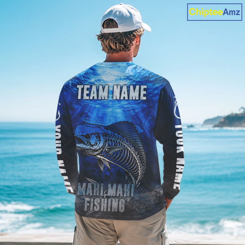 Personalized Skeleton Mahi Mahi Fishing Tournament Shirt Custom Name Fishing Jersey Fisherman Gift NYN4713