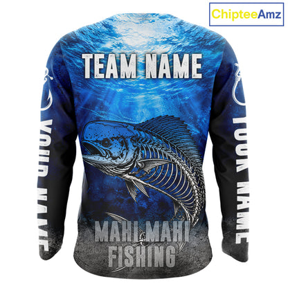 Personalized Skeleton Mahi Mahi Fishing Tournament Shirt Custom Name Fishing Jersey Fisherman Gift NYN4713