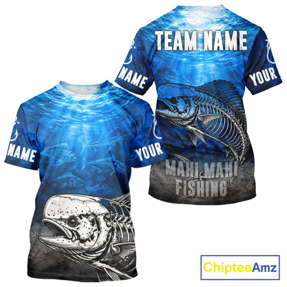 Personalized Skeleton Mahi Mahi Fishing Tournament Shirt Custom Name Fishing Jersey Fisherman Gift NYN4713
