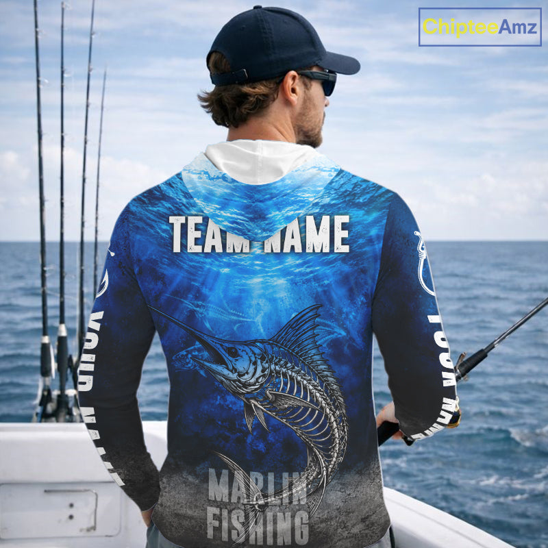 Personalized Skeleton Marlin Fishing Tournament Shirt Custom Name Fishing Jersey Fisherman Gift NYN4714
