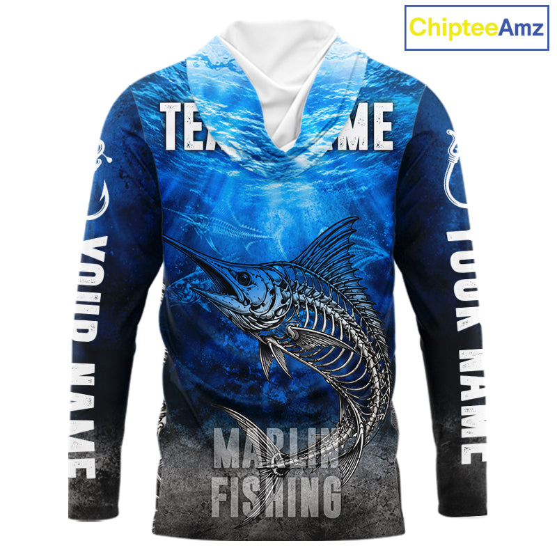 Personalized Skeleton Marlin Fishing Tournament Shirt Custom Name Fishing Jersey Fisherman Gift NYN4714