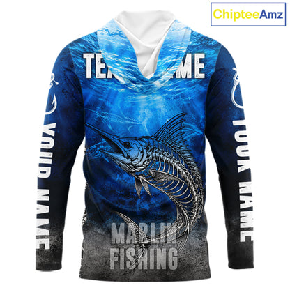 Personalized Skeleton Marlin Fishing Tournament Shirt Custom Name Fishing Jersey Fisherman Gift NYN4714