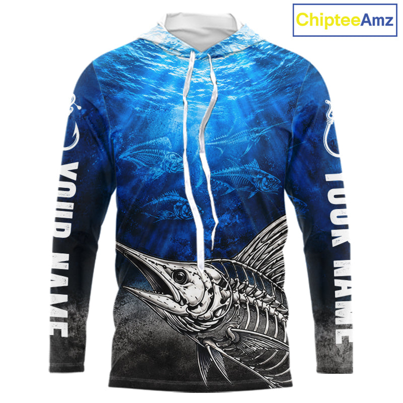 Personalized Skeleton Marlin Fishing Tournament Shirt Custom Name Fishing Jersey Fisherman Gift NYN4714