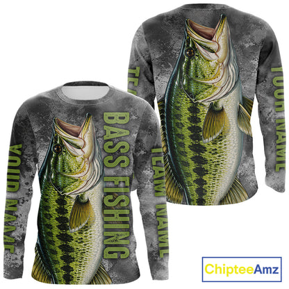 Custom Bass Fishing Tournament Shirt Vintage Fishing Jersey Custom Name Bass Fishing Long Sleeve Apparel NYN4720