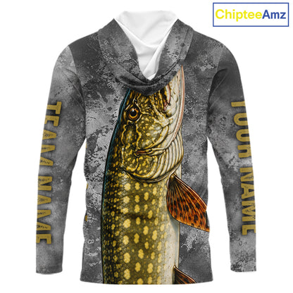 Custom Pike Fishing Tournament Shirt Vintage Fishing Jersey Custom Name Pike Fishing Long Sleeve Apparel NYN4721