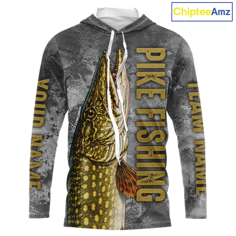 Custom Pike Fishing Tournament Shirt Vintage Fishing Jersey Custom Name Pike Fishing Long Sleeve Apparel NYN4721