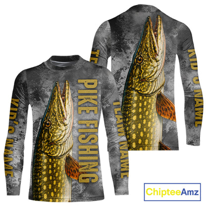 Custom Pike Fishing Tournament Shirt Vintage Fishing Jersey Custom Name Pike Fishing Long Sleeve Apparel NYN4721