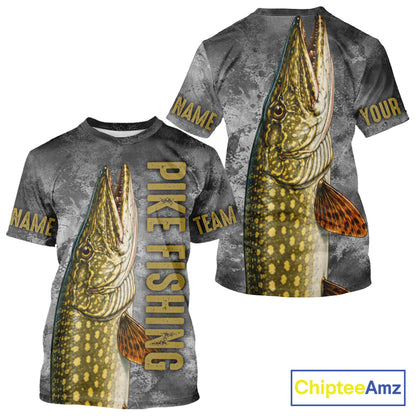 Custom Pike Fishing Tournament Shirt Vintage Fishing Jersey Custom Name Pike Fishing Long Sleeve Apparel NYN4721