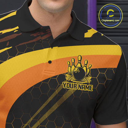 Personalized Honey Bee Bowling Polo 1/4-Zip For Men Custom Funny Bee Bowling Tournament Jersey NYN4725