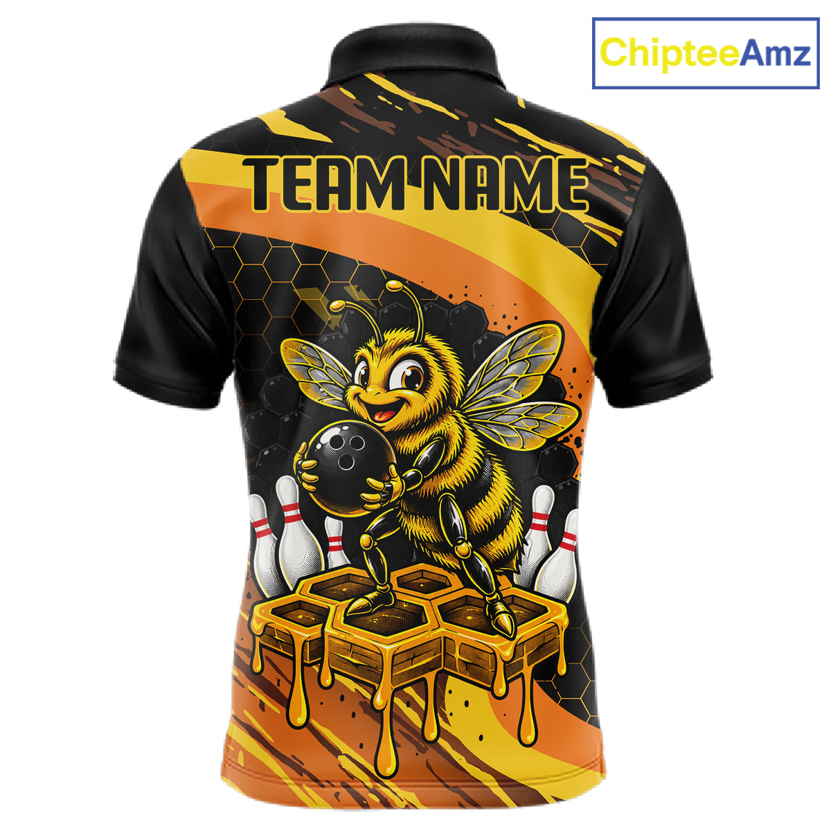 Personalized Honey Bee Bowling Polo 1/4-Zip For Men Custom Funny Bee Bowling Tournament Jersey NYN4725