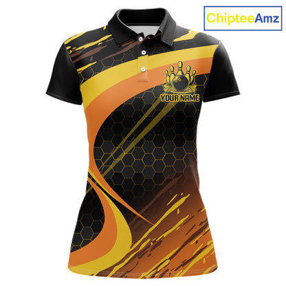 Personalized Honey Bee Bowling Polo 1/4-Zip For Women Custom Funny Bee Bowling Tournament Jersey NYN4725