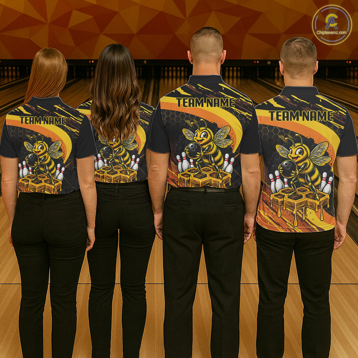Personalized Honey Bee Bowling Polo 1/4-Zip For Men Custom Funny Bee Bowling Tournament Jersey NYN4725