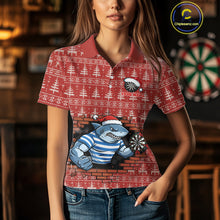 Load image into Gallery viewer, Funny Shark Dartboard Christmas Women Darts Polo Shirt Custom Xmas Dart Jerseys NYN1851