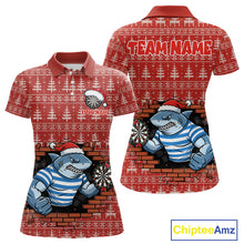 Load image into Gallery viewer, Funny Shark Dartboard Christmas Women Darts Polo Shirt Custom Xmas Dart Jerseys NYN1851