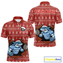 Load image into Gallery viewer, Funny Shark Dartboard Christmas Men Darts Polo Shirt Custom Xmas Dart Jerseys NYN1851
