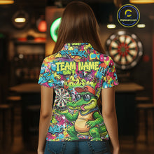 Load image into Gallery viewer, Cool Crocodile Dartboard Graffiti Darts Polo Shirt For Women Custom Funny Dart Jerseys NYN1852