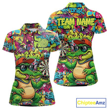Load image into Gallery viewer, Cool Crocodile Dartboard Graffiti Darts Polo Shirt For Women Custom Funny Dart Jerseys NYN1852