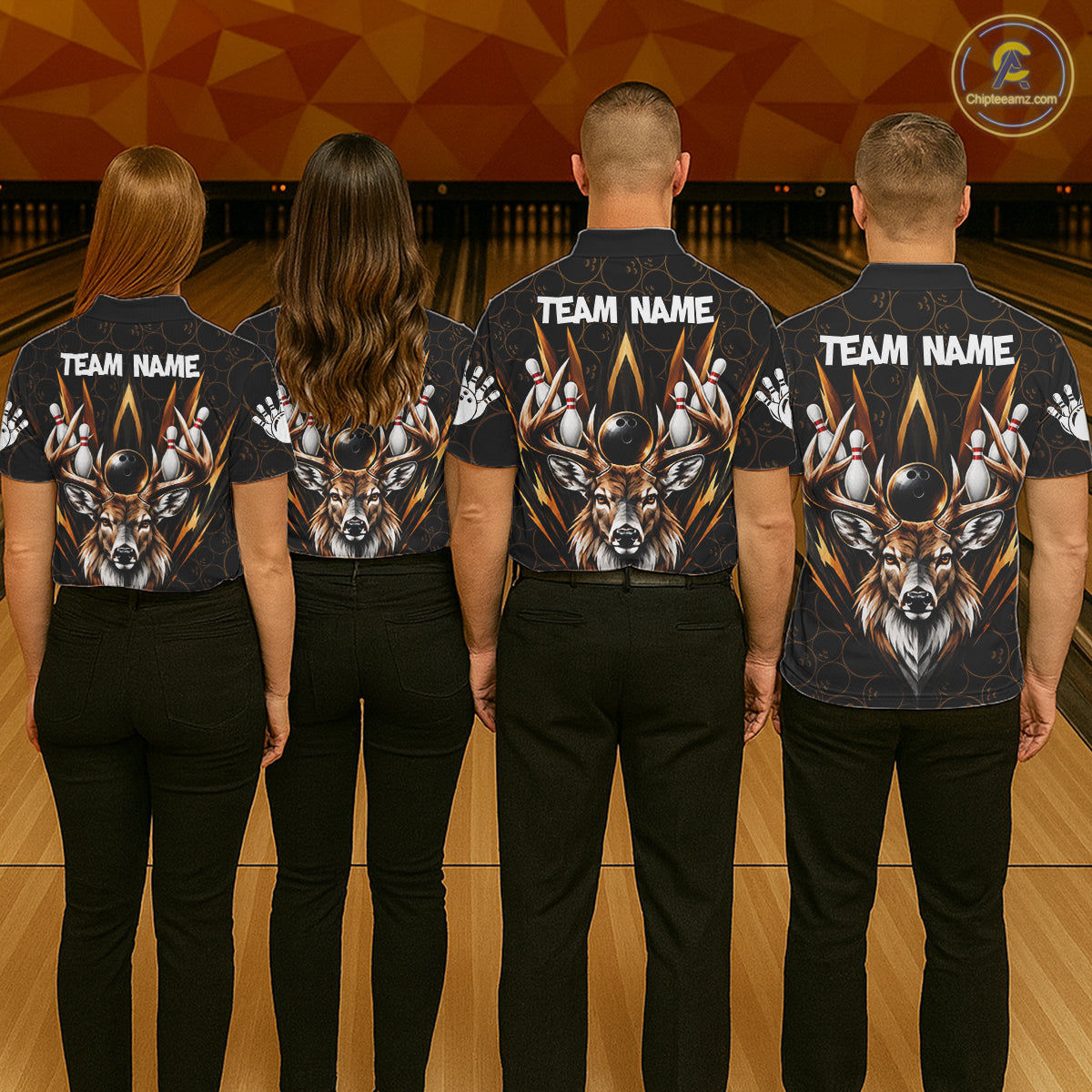Custom Funny Deer Bowling Polo 1/4-Zip Shirt For Women Buck Antler Bowling Team Jersey Bowling Gifts NYN5113