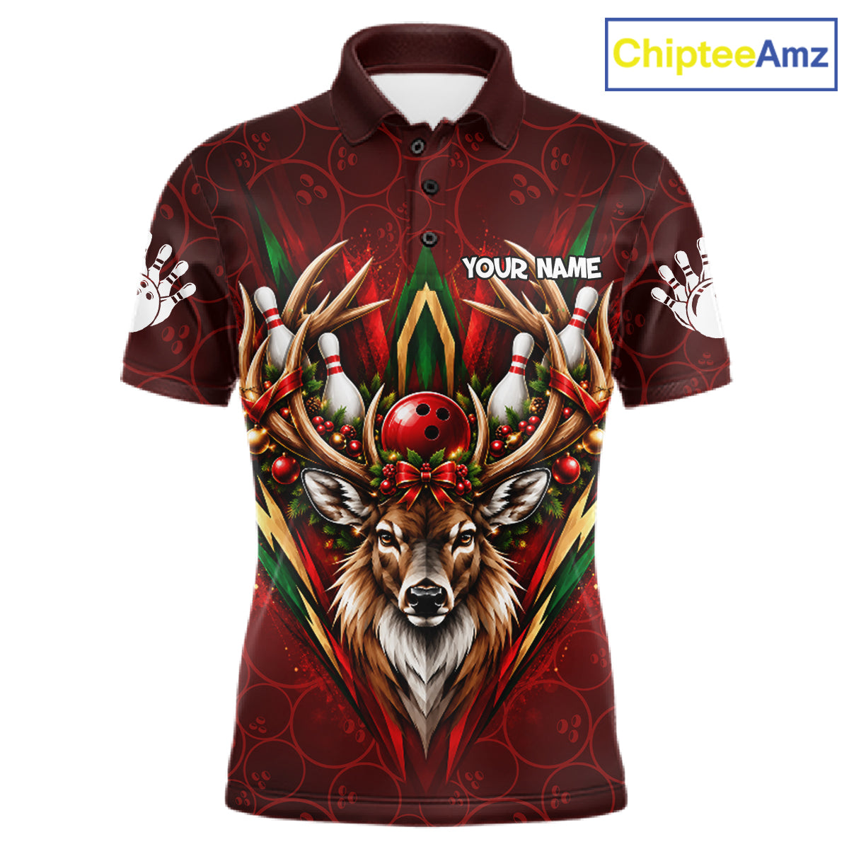 Personalized Reindeer Bowler Shirt For Men Merry Christmas Bowling Ball Shirt Bowler Gifts NYN5114
