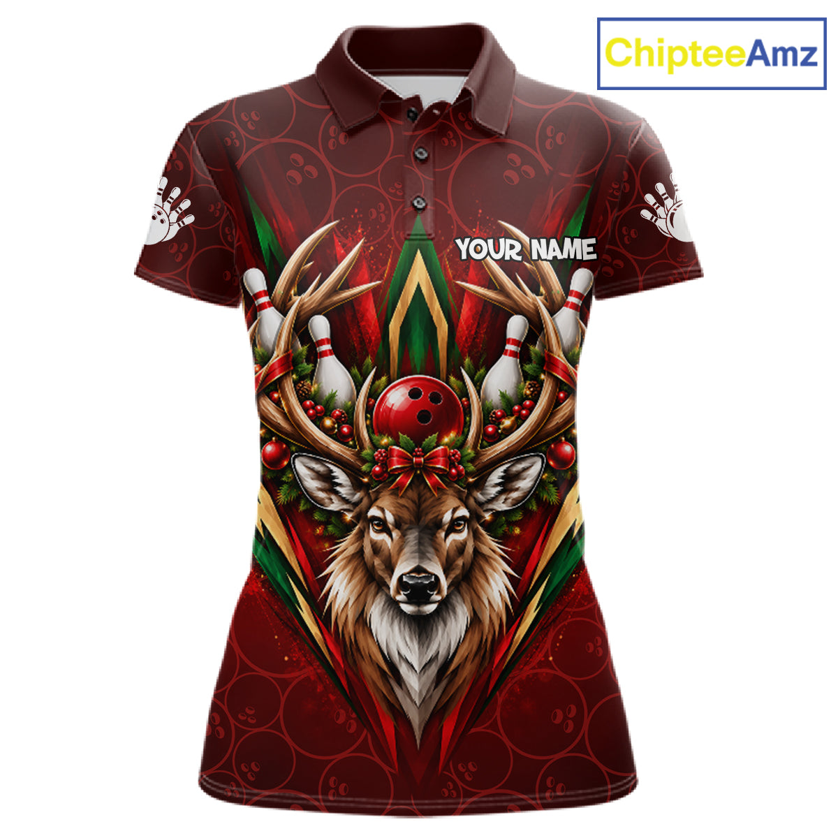 Personalized Reindeer Bowler Shirt For Women Merry Christmas Bowling Ball Shirt Bowler Gifts NYN5114
