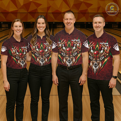 Personalized Reindeer Bowler Shirt For Women Merry Christmas Bowling Ball Shirt Bowler Gifts NYN5114