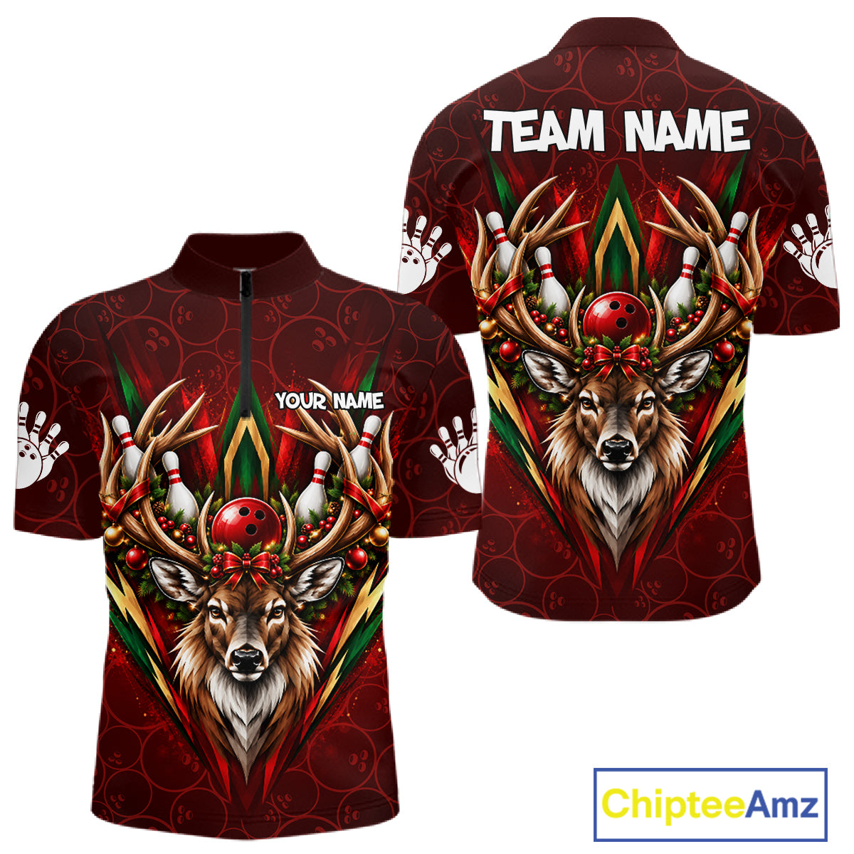 Personalized Reindeer Bowler Shirt For Men Merry Christmas Bowling Ball Shirt Bowler Gifts NYN5114