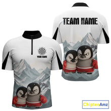 Load image into Gallery viewer, Boxing Fierce Penguin Duo Couple Men Darts 1/4-Zip Shirt Custom Funny Dart Team Jerseys NYN2357