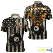 Load image into Gallery viewer, Funny Bee Crack Pool 8 Ball Men's Billiard Polo &amp; 1/4 Zip Shirt Custom Billiard Ball Attire NYN2360