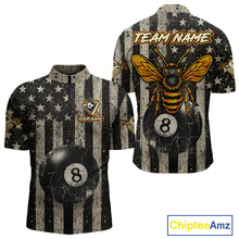 Load image into Gallery viewer, Funny Bee Crack Pool 8 Ball Men's Billiard Polo &amp; 1/4 Zip Shirt Custom Billiard Ball Attire NYN2360