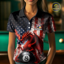 Load image into Gallery viewer, Patriotic Smoke Pool 8 Ball Women's Billiard Team Shirts Custom Dragon Billiard Ball Attire NYN2361