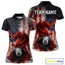 Load image into Gallery viewer, Patriotic Smoke Pool 8 Ball Women's Billiard Team Shirts Custom Dragon Billiard Ball Attire NYN2361