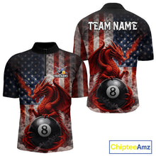 Load image into Gallery viewer, Patriotic Smoke Pool 8 Ball Men's Billiard Team Shirts Custom Dragon Billiard Ball Attire NYN2361