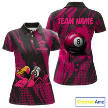 Load image into Gallery viewer, Funny Flamingo Pool Women's Billiard Team Shirts Custom Pink Grunge 8 Ball Billiard Attire NYN2363